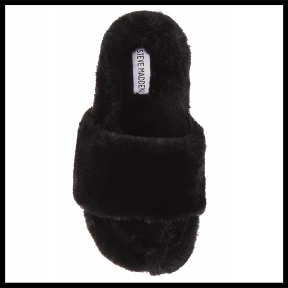 STEVE MADDEN FURRY SLIDES PLATFORM SANDALS - Picture 4 of 8